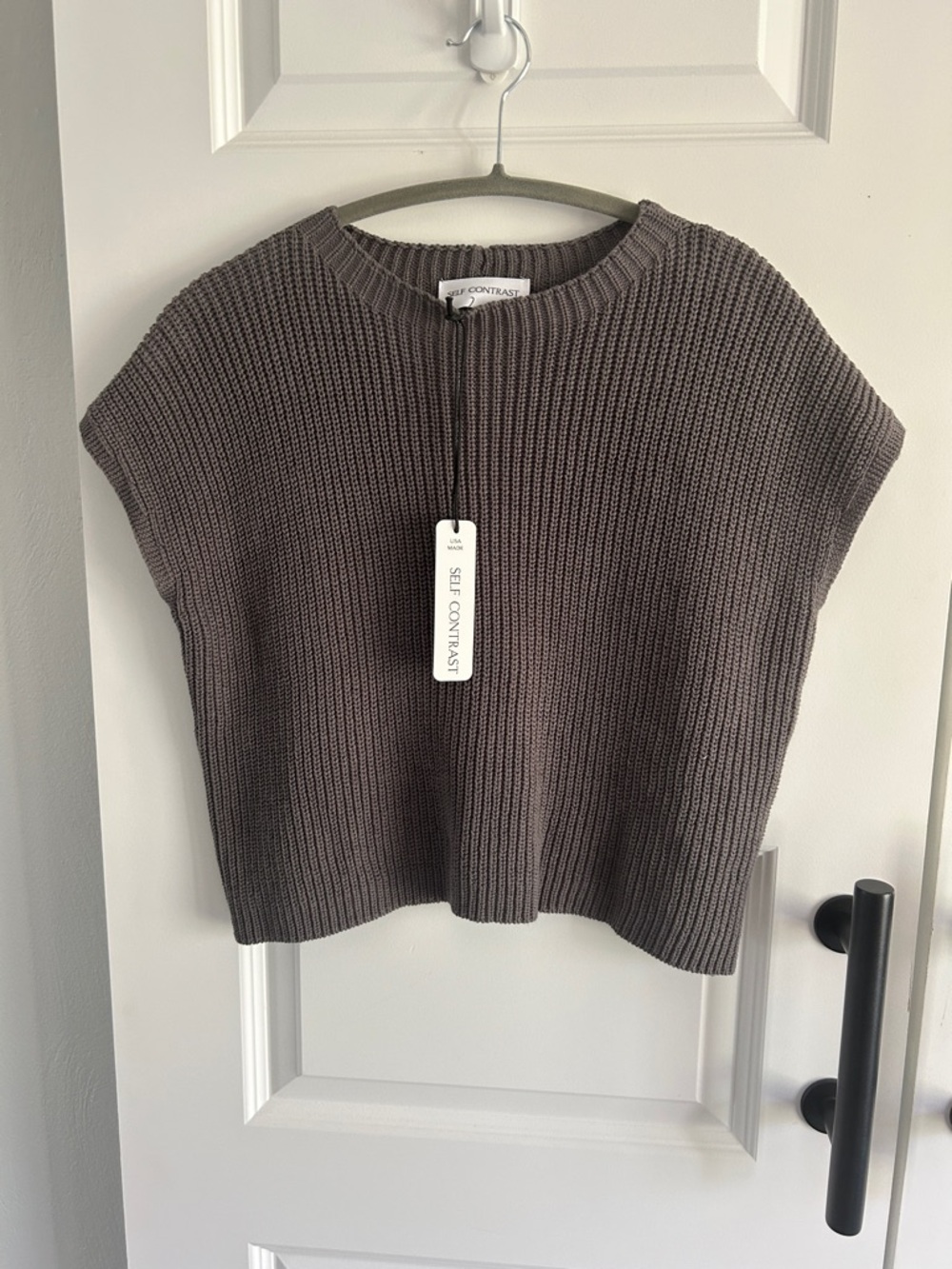 Anthro Self Contrast Chunky soft Knit Sleeveless Sweater Vest - gray size‎ small